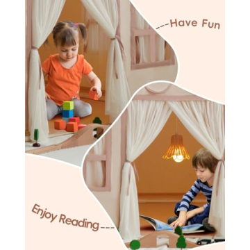 Charming Kids Playhouse Tent with Star Lights & Mat