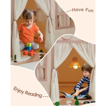 Charming Kids Playhouse Tent with Star Lights & Mat