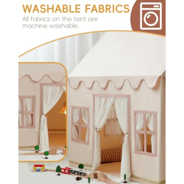 Charming Kids Playhouse Tent with Star Lights & Mat