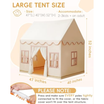 Charming Kids Playhouse Tent with Star Lights & Mat