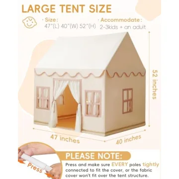 Charming Kids Playhouse Tent with Star Lights & Mat