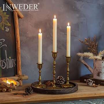 Inweder Brass Candlestick Holders, No Installation Required Candle Sticks Long Holder, Vintage Taper...