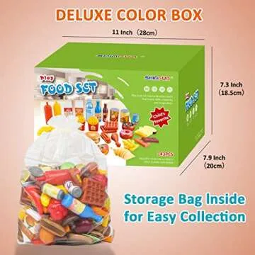 Shimfun Play Food Sets,143Pcs Play Kitchen Accessories,Toy Food for Toddler, Fake Food Toys with Sto...