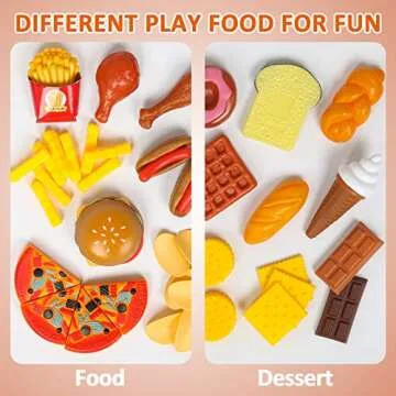 Shimfun Play Food Sets,143Pcs Play Kitchen Accessories,Toy Food for Toddler, Fake Food Toys with Storage Bag, Pretend Food for Kids , Toy Kitchen Accessories for Boys Girls, Daycare Educational Toy