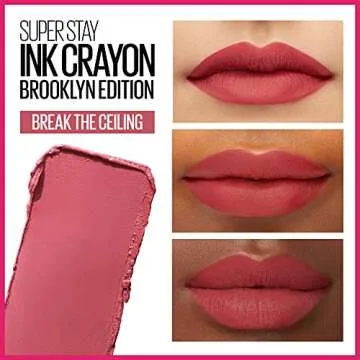 Maybelline Super Stay Ink Crayon Matte Longwear Lipstick Makeup, 145 Break The Ceiling, 0.04 oz