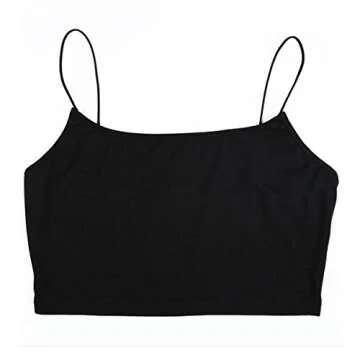 LuFeng Women's Crop Top Cami Camisole Summer Women Sexy Slim Sleeveless Backless Spaghetti Strap Tank Top Black Small