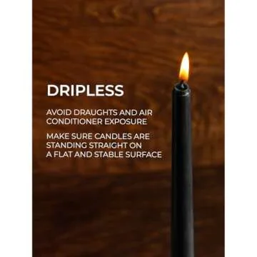 CANDWAX 10 inch Taper Candles Set of 4 - Tall Unscented Black Tapered Candle Sticks - Perfect for Household or Dinner