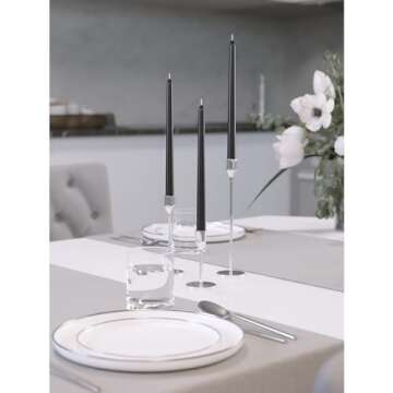 CANDWAX 10 inch Taper Candles Set of 4 - Tall Unscented Black Tapered Candle Sticks - Perfect for Household or Dinner