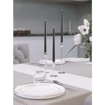 CANDWAX 10 inch Taper Candles Set of 4 - Tall Unscented Black Tapered Candle Sticks - Perfect for Household or Dinner