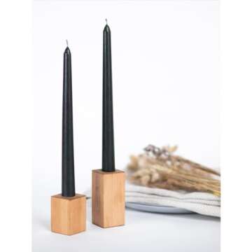 CANDWAX 10 inch Taper Candles Set of 4 - Tall Unscented Black Tapered Candle Sticks - Perfect for Household or Dinner