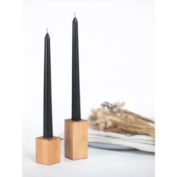 CANDWAX 10 inch Taper Candles Set of 4 - Tall Unscented Black Tapered Candle Sticks - Perfect for Household or Dinner