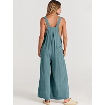 ANRABESS Stylish Womens Wide Leg Jumpsuits for Summer