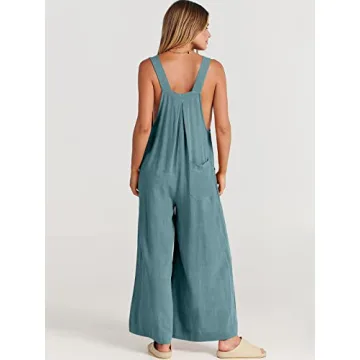 ANRABESS Stylish Womens Wide Leg Jumpsuits for Summer