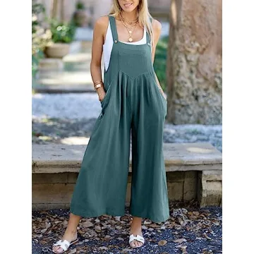 ANRABESS Stylish Womens Wide Leg Jumpsuits for Summer
