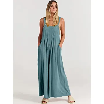 ANRABESS Stylish Womens Wide Leg Jumpsuits for Summer