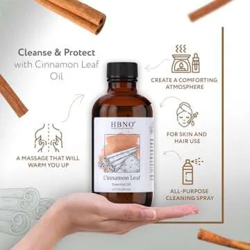 HBNO California Bottled Cinnamon Essential Oil (Leaf) 4 fl oz (120ml) - Natural Cinnamon Essential O...