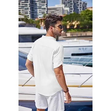 COOFANDY Men's Summer Linen Henley Shirt for Stylish Comfort