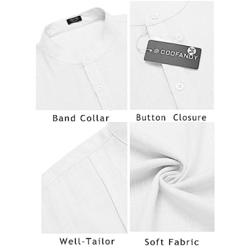 COOFANDY Men's Summer Linen Henley Shirt for Stylish Comfort