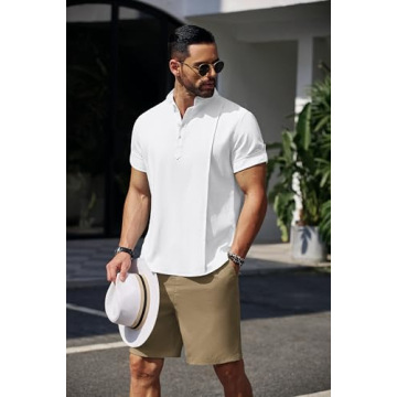 COOFANDY Men's Summer Linen Henley Shirt for Stylish Comfort