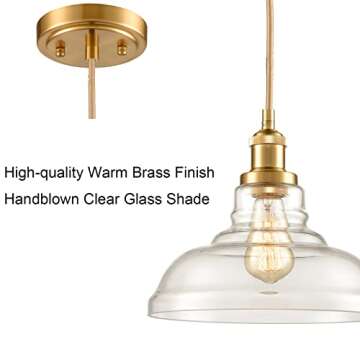 TENGIANTS Modern Brass Pendant Lights Farmhouse Kitchen Pendant Lighting Over Island Light Fixtures