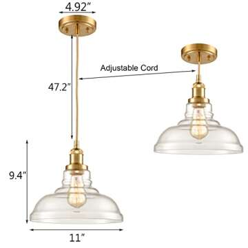 TENGIANTS Modern Brass Pendant Lights Farmhouse Kitchen Pendant Lighting Over Island Light Fixtures
