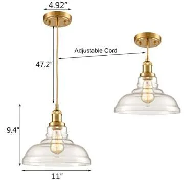 TENGIANTS Modern Brass Pendant Lights Farmhouse Kitchen Pendant Lighting Over Island Light Fixtures