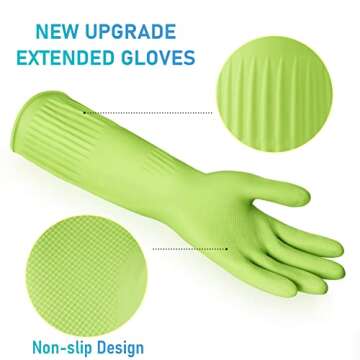 Disfore Rubber-Gloves Dishwashing Gloves for Cleaning-Kitchen - 2 Pairs of Durable and Reusable Kitc...
