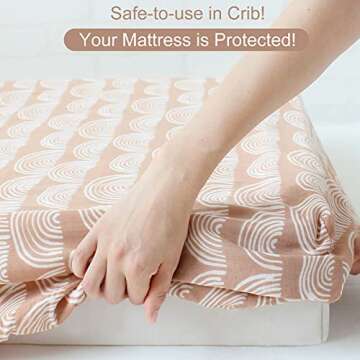 LifeTree Muslin Crib Sheets for Girls and Boys, 70% Viscose from Bamboo and 30% Cotton Boho Fitted Baby Crib Sheet for Standard Crib Mattress & Toddler Bed Mattress (52"x28") - Rainbow Pattern