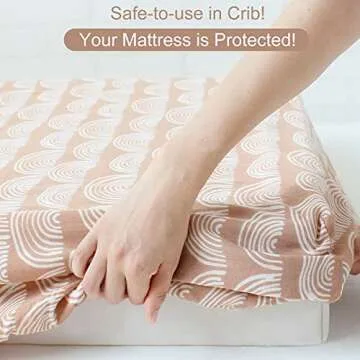 LifeTree Muslin Crib Sheets for Girls and Boys, 70% Viscose from Bamboo and 30% Cotton Boho Fitted Baby Crib Sheet for Standard Crib Mattress & Toddler Bed Mattress (52"x28") - Rainbow Pattern