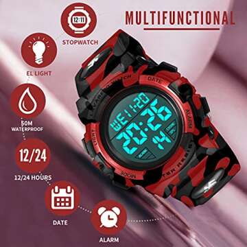Kids Multifunctional Watch - Waterproof Digital Sports Watch for Boys