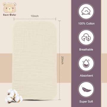 Ease Cubs Muslin Burp Cloths Large 100% Cotton Hand Washcloths for Boys & Girls, Baby Essentials Ext...