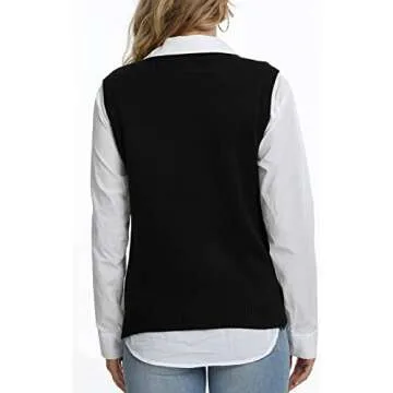 Lailezou Stylish V Neck Knit Sweater Vest for Women