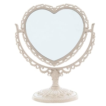D&XQAUO Heart Shaped Mirror - Coquette Room Decor for Desk, Vanity & Bathroom - Cute Table Mirror wi...