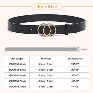 SUOSDEY Women Leather Belt Fashion Double O-Ring Soft Faux Leather Waist Belts For Jeans Dress
