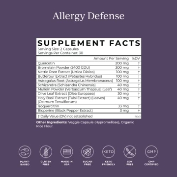 Cymbiotika Allergy Supplement for Immune Support 60 Capsules