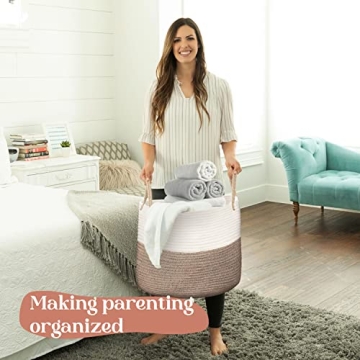 Luxury XXXL Nursery Storage Basket - 100% Cotton Rope