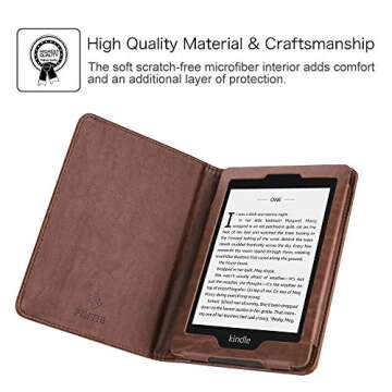 Fintie Folio Case for 6" Kindle Paperwhite (Fits 10th Generation 2018 and All Paperwhite Generations Prior to 2018) - Book Style Vegan Leather Shockproof Cover with Auto Sleep/Wake, Vintage Brown