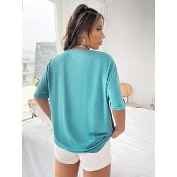 SOLY HUX Women's Oversized T Shirts Letter Print Casual Summer Tops Graphic Tees for Women