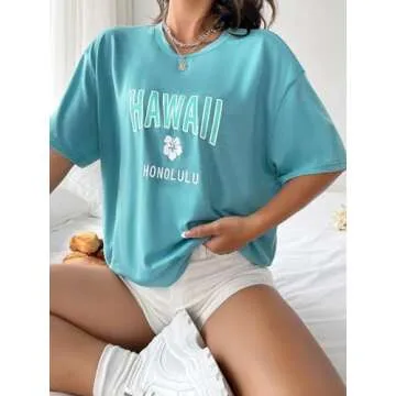 Stylish Oversized Graphic Tee for Women - SOLY HUX