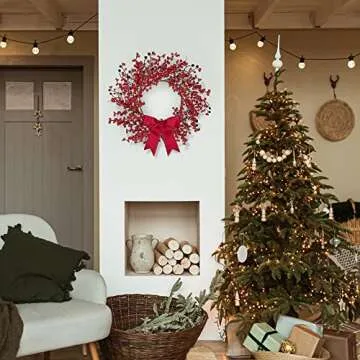 Sggvecsy 18 Inch Artificial Christmas Wreath for Home