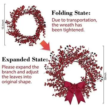 Sggvecsy 18 Inch Artificial Christmas Wreath for Home