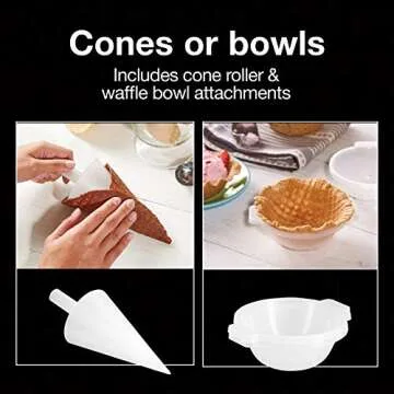 Proctor Silex 26410MN Waffle Cone and Ice Cream Bowl Maker with Browning Control, Shaper Roller and Cup Press, 7.5” Nonstick Plates, White (26410)