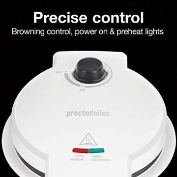 Proctor Silex 26410MN Waffle Cone and Ice Cream Bowl Maker with Browning Control, Shaper Roller and Cup Press, 7.5” Nonstick Plates, White (26410)