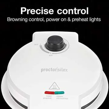 Proctor Silex 26410MN Waffle Cone and Ice Cream Bowl Maker with Browning Control, Shaper Roller and Cup Press, 7.5” Nonstick Plates, White (26410)