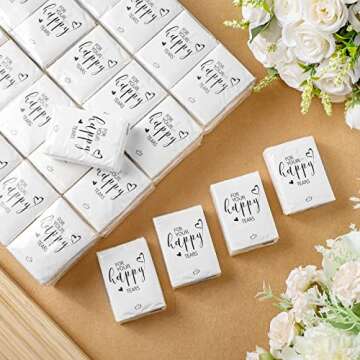 Spiareal 50 Pack Happy Tears Tissues Packs Facial Tissues Items for Guests Welcome Bags Pocket Tissu...