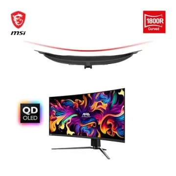 MSI MPG 341CQPX QD-OLED 34-inch Curved OLED Gaming Monitor, 3440 x 1440 (UWQHD), 0.03ms Response tim...