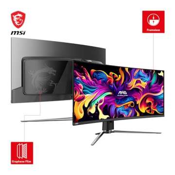 MSI MPG 341CQPX QD-OLED 34-inch Curved OLED Gaming Monitor, 3440 x 1440 (UWQHD), 0.03ms Response time, 240Hz, True Black HDR 400, HDMI, DP Port, USB Type C, Tilt, Height Adjustable