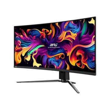 MSI MPG 341CQPX QD-OLED 34-inch Curved OLED Gaming Monitor, 3440 x 1440 (UWQHD), 0.03ms Response time, 240Hz, True Black HDR 400, HDMI, DP Port, USB Type C, Tilt, Height Adjustable