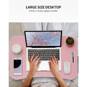 Pink Foldable Laptop Table with Cup Holder Tablet Slot