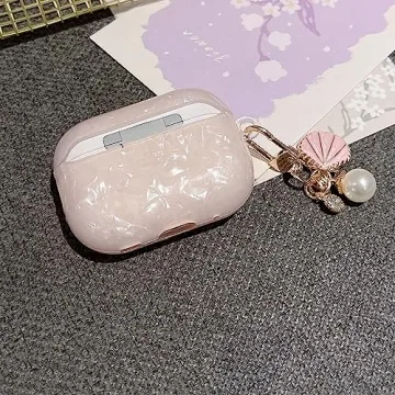 Cute Pink Marble AirPods Pro 2 Case with Keychain